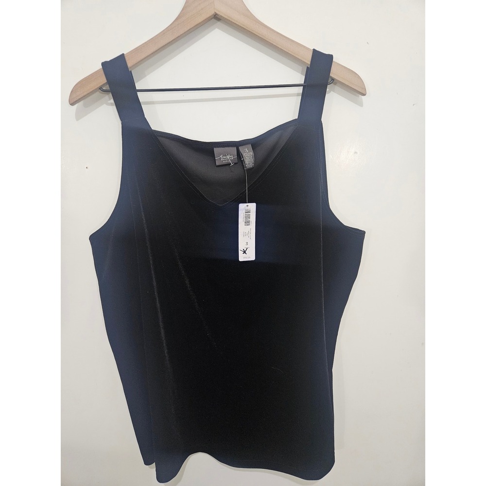 NWT Chico's Travelers Black Velvet Tank Top Size 3 XL Holiday Party Velour